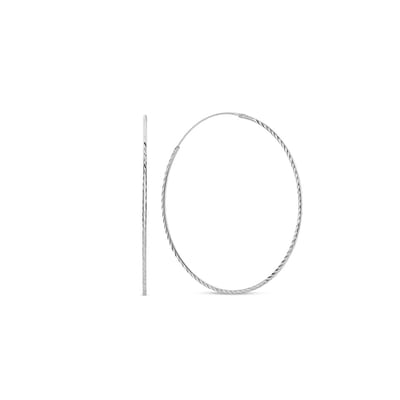 New Bling 9NB-1005 Zilveren Oorringen - Dames - Gediamanteerd - 25 mm Doorsnee - 1,36 mm Dikte - Rhodium - Zilver
