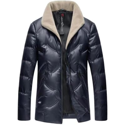 Nouvelle doudoune pour homme automne et hiver, doudoune courte à col en laine, doudoune chaude pour homme 4XL bleu
