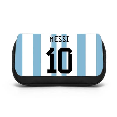 Leer, Reizen Grote Capaciteit Schrijfgerei Organizer Tas M-Messi Dubbellaags Etui Voetbalster Studenten Pennenbakje