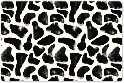 Placemats 45x30 cm - Placemat kunststof - 1 stuk - Dierenpatroon - Vlekken - Zwart - Wit - Borden onderleggers - Decoratie voor op tafel - Keuken tafeldecoratie accessoires - Vinyl onderlegger - Tafelversiering