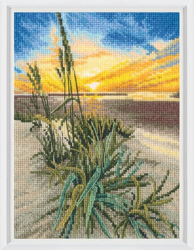 RTO - Borduurpakket met telpatroon - 26.M1020 - Voorgesorteerde DMC Garens - Zonsondergang - Aida - 14 cm x 19 cm - DIY Kit
