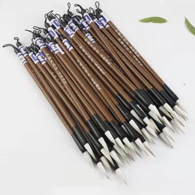 10 STUKS Traditionele Chinese Witte Wolken Bamboe Wolfshaar Schrijfkwast Kalligrafie Schilderen Schrijfpensel Regulier Schrift Benodigdheden