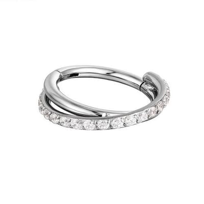 Piercing titanium High Quality clicker crossed 1.2x8 - zilver - LMPiercings