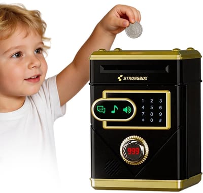Elektronische Spaarpot voor Kinderen - Digitale Spaarpot met Wachtwoord -Elektrische Spaarpot - Cadeau voor Jongens en Meisjes van 3-12 Jaar - Zwart