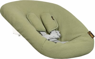Ukje Newborn Hoes Tripp Trapp - Voor Stokke Kidsmill Novi Kaos Newborn Set - Veilig getest Oeko-Tex - Waterdichte binnenkant - Met Gordelbeschermers - Groen wafeltje