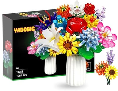 Boeket bouwpakket - 1064 stuks bloemen bouwspeelgoed voor creatief wonen