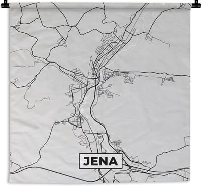 Wandkleed - Wanddoek - Duitsland - Plattegrond - Jena - Kaart - Stadskaart - 180x180 cm - Wandtapijt
