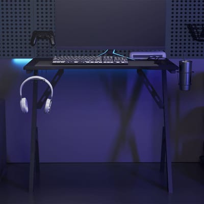vidaXL - Gamingbureau - met - Y-vormige - poten - 90x60x75 - cm - zwart
