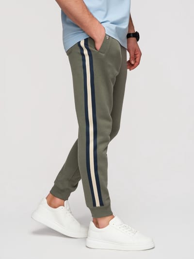 OMBRE Broek - Regular Fit - Katoen - Gestreept Groen M