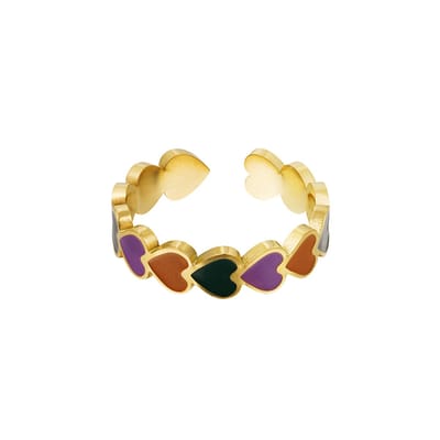 Kleurrijke hartjes ring - Yehwang | Cadeau voor haar | Tieners | Moederdag|Valentijnsdag