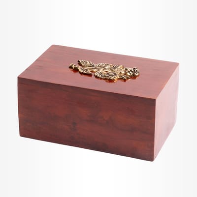 Houten Urn Kist Groot 3 liter Bruin Goudkleurig - Urn voor Menselijke As - Crematie Urn voor As Volwassenen - Dieren Urn voor As Crematie - Urn Hond - Urn Kat