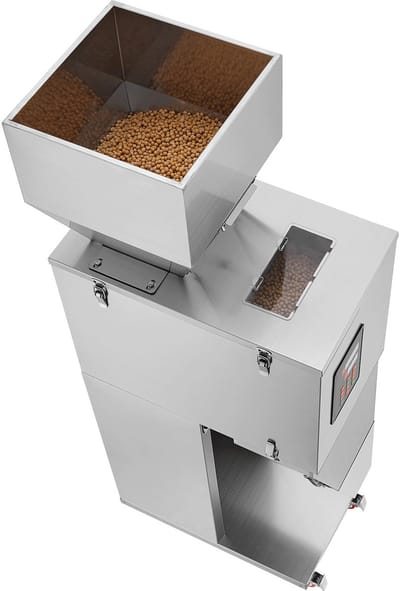 Automatische vulmachine voor deeltjes, 20–3000 g (0,044–6,6 lbs), roestvrijstalen weegvuller met voetpedaal voor bonen, zaden, granen, thee
