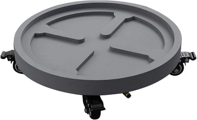 Bloempotstandaard met wielen - Plantenwagen schotel - Planten verplaatsen - 360 graden draaibaar - 42cm diameter - Grijs