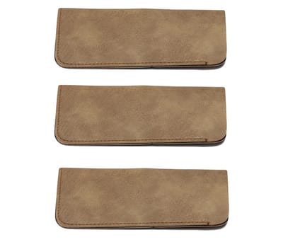 3-stuks Driedelige leren brillenkoker - Ultradunne brillenkoker - Unisex - Geschikt voor zonnebrillen, brillen, leesbrillen - Perfect voor zakenmensen, tieners, studenten en reizigers - Bruin