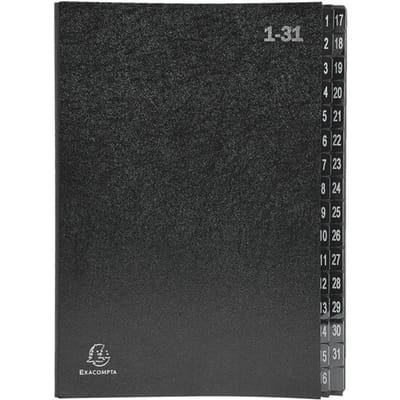 Ordner Exacompta 57032E, formaat A4, 32 vakken, tabbladen 1-31, B 250 x H 330 mm, Blauwe Engel, gerecycleerd karton, zwart