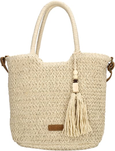 Beagles Lanzarote Shopper - Schouderband - Crossbody - Riet - Zomer - Tote Bag - Dames Tas - Licht natuur