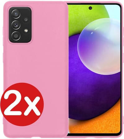 Hoesje - 2 Stuks - Geschikt voor Samsung Galaxy A52 - Sterk & Shockproof - Telefoonhoes - Back Cover - Case Siliconen - Telefoon Hoes - Lichtroze