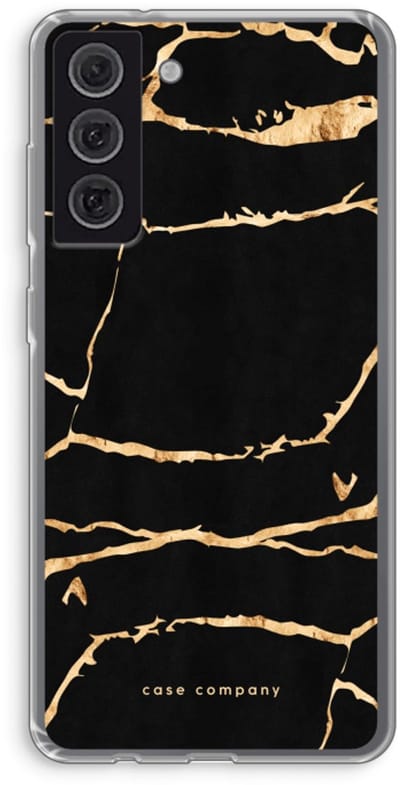 Case Company® - Hoesje geschikt voor Samsung Galaxy S21 FE hoesje - Gouden marmer - Soft Cover Telefoonhoesje - Bescherming aan alle Kanten en Schermrand