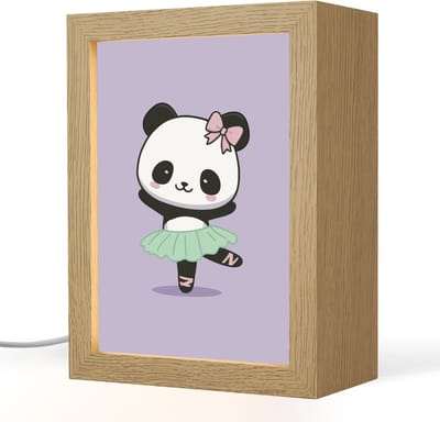 Nachtlampje 15x20 cm - Kinder lampje - Panda - Paars - Sierlijk - Kawaii - Tafellamp kinderkamer - Slaapkamer lamp - Bedlamp kinderen - Kinderlampje stopcontact - Wandlamp babykamer - Nachtlampjes