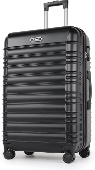 TAN.TOMI Koffer 95L Handbagage Ruimbagage - Cijferslot - Reiskoffer - Trolley Koffer met Wielen - Zwart