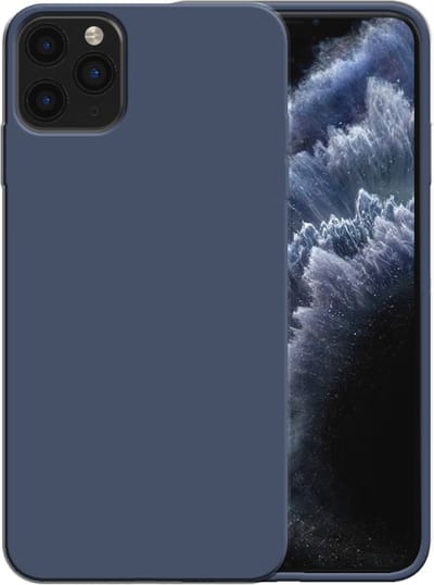 Smartphonica Siliconen hoesje voor iPhone 11 Pro Max case met zachte binnenkant - Donkerblauw geschikt voor iPhone 11 Pro Max