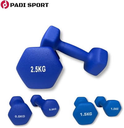 Padisport dumbells blauw 0,5 en 1,5 en 2,5 kg - gewichten set halters - gewichten set - gewichten set dumbbell - dumbells set - dumbbells - halters - dumbell - fitness gewichten - Gewichten - dumbellset - gewichtjes set - sport gewichten voor thuis