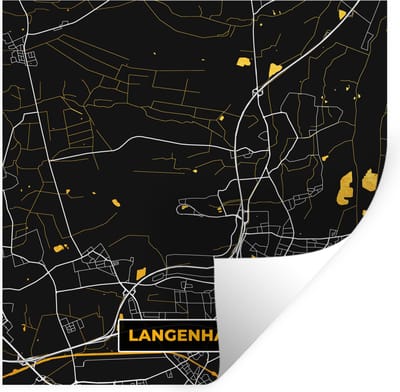 Muurstickers - Sticker Folie - Stadskaart – Plattegrond – Duitsland – Goud – Langenhagen – Kaart - 100x100 cm - Plakfolie - Muurstickers Kinderkamer - Zelfklevend Behang XXL - Zelfklevend behangpapier - Stickerfolie