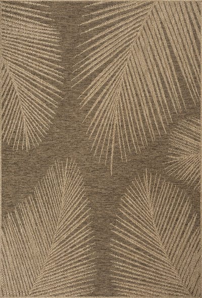 the carpet Kansas – weerbestendig buitenkleed met antisliprug, duurzaam & onderhoudsvriendelijk, naturel met palmmotief 240 x 340 cm