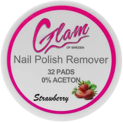 Glam of Sweden - Nagellak Remover Pads - Aardbei / Strawberry - 0% Aceton - 1 Doosje met 32 stuks