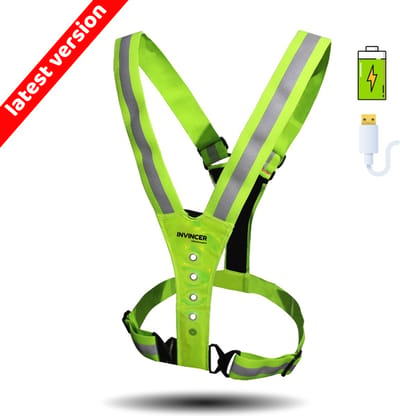 InVincer® Hardloopvest met Verlichting – Wandel & Hardloop Verlichting Voor & Achter – USB Oplaadbaar – Reflecterend Running Vest – Geel