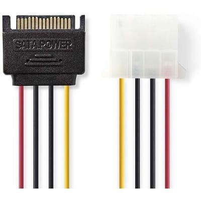 Nedis Interne Voedingskabel - SATA 15-Pins Male - Molex Female - Verguld - 0.15 m - Rond - PVC - Multicolour - Envelop