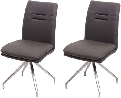 Set van 2 eetkamerstoelen MCW-H70, keukenstoel fauteuil stoel, stof/textiel geborsteld roestvrij staal ~ grijsbruin