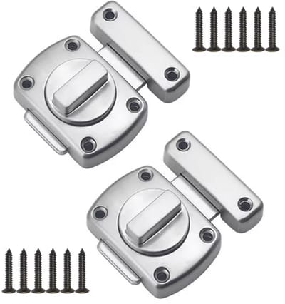 TLVX 2 stuks Sterke Draaislot Zilver incl. Schroeven – Deur Beveiligen – Badkamer – Toilet Vergrendelen – Veilig Poort Slot – Kastdeur – Deursloten – Deurbeslag – Tuindeur – Meubelslot – Schuur – Raam – Kast – Garage Beveiligen – Waterproof