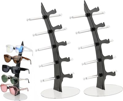 Brillenhouders Set - Brillenstandaard - Overzichtelijke Opslag - Stabiele Acryl Basis - 5 Lagen - Zwart