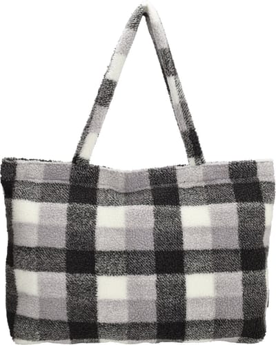 Beagles Navarra Teddy Grote Shopper Schoudertas Trendy Ruit - Tote Bag - Dames Tas - Grijs ruit