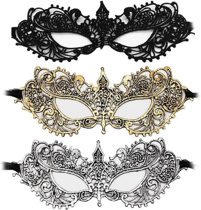 Set van 3 Sexy Kanten Maskers voor Vrouwen, Venetiaanse Stijl, Ideaal voor Halloween, Feest, Carnaval en Bruiloften, Verstelbaar en Elegant Design