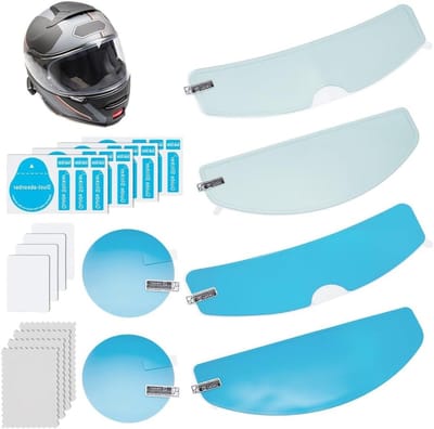 4 Sets Motorrijders Helm Regenbestendige Folie, AntiFog Visier Folie Kits met Achteruitkijkspiegel Film voor Universele Pasvorm en Weersbestendige Rijdaccessoires