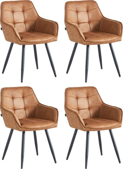 Colenis - Oriana Eetkamerstoel - Set Van 4 - Cognac - Microvezel - Microfiber - Industrieel
