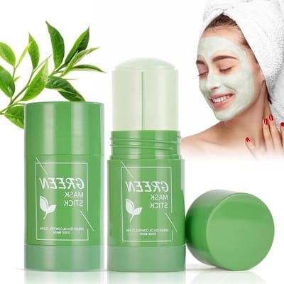 Groene Thee Reinigingsmasker Stick - 2 Pack Purifying Groene Klei Masker voor Diepe Reiniging, Poreus en Anti-Acne, Ideaal voor Zwarte Punten en Vette Huid voor Alle Huidtypes