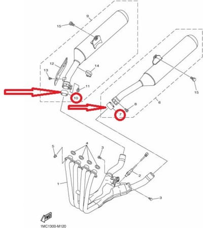 uitlaatpakking voor motor yamaha 600 fz6 2004-06 3xw-14714-00 nieuw