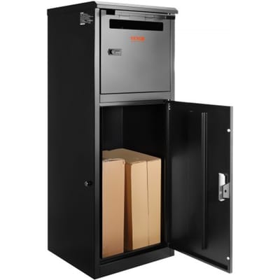 VEVOR pakketbrievenbus 41,2x40,1x110,5cm pakketbrievenbus stalen palletbox 50kg brievenbus brievenbus XXL brievenbus met wachtwoordvergrendeling druksluiting antidiefstalopening voor pakketten brieven etc.