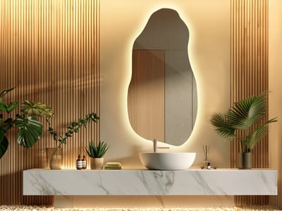 Coloray Asymmetrische Organische Spiegel LED - Organische Spiegel XL LED - 50 cm x 100 cm - Wandspiegel Slaapkamer Organisch LED - Scandinavisch Spiegel - Warm licht - LED Organische Wandspiegel Groot