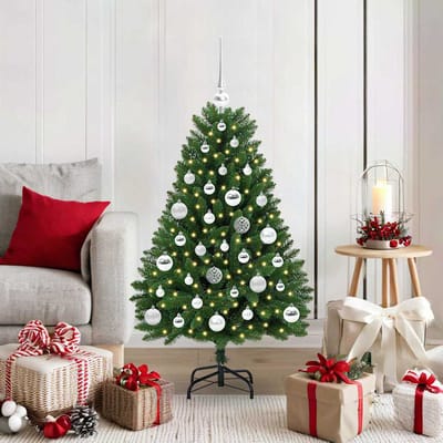 vidaXL - Kunstkerstboom - 120 - cm - 150 - LED's - Warmwit - PVC - en - Staal - Groen