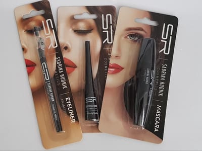 Oogpotlood, vloeibare eyeliner en mascara, complete set oogmake-up van Sabrina Rudnik