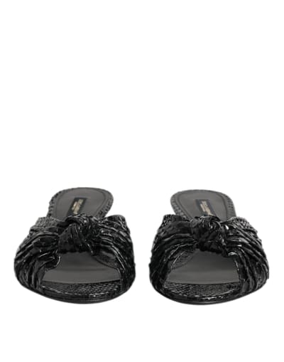 Dolce & Gabbana Zwarte Leren Hak Slides Sandalen Schoenen