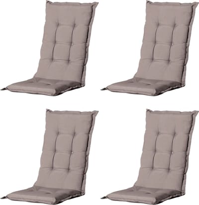 Madison - Tuinkussen - Universeel - Hoge Rug - 4 st. - Basic Taupe - 123x50cm - Taupe - Tuinstoelkussens - Standenstoel