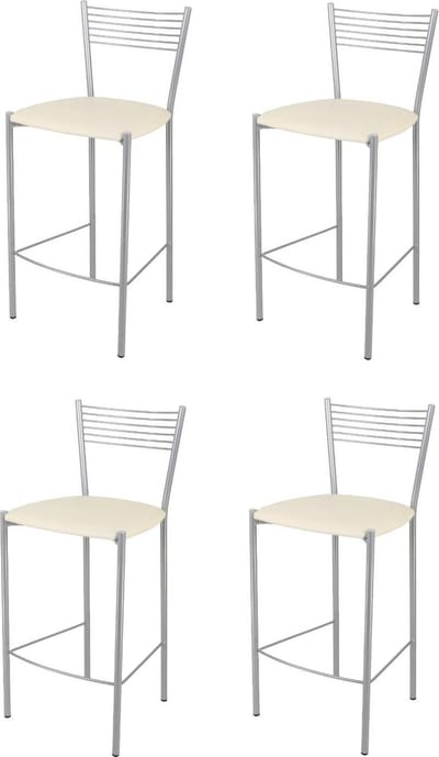 Tommychairs Elegance - Eetkamerstoelen - Set van 4 - Aluminium & Ivoor - Kunstleer