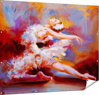 Gards Tuinposter Ballerina van Olieverf - Ballet - 150x120 cm - Tuindoek - Tuindecoratie - Wanddecoratie buiten - Tuinschilderij