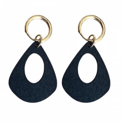 Oorbellen- Anata- Hout- zwart- Goudkleur-Charme Bijoux