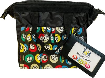 Zwarte Bingo Bag en Bingo Dabber Carrier met Lidmaatschaps- en Betaalkaarthouder voor Bingo Sessies
